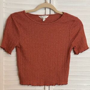 ASOS Miss Selfridge Ribbed Crop Top Womens size 6 short sleeve shirt